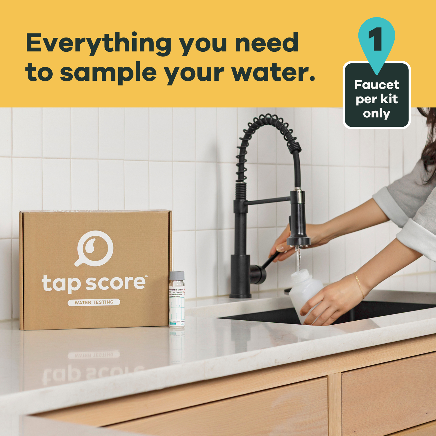 Kit includes everything you need to sample your water and send it to a lab. Note: One faucet per kit only.