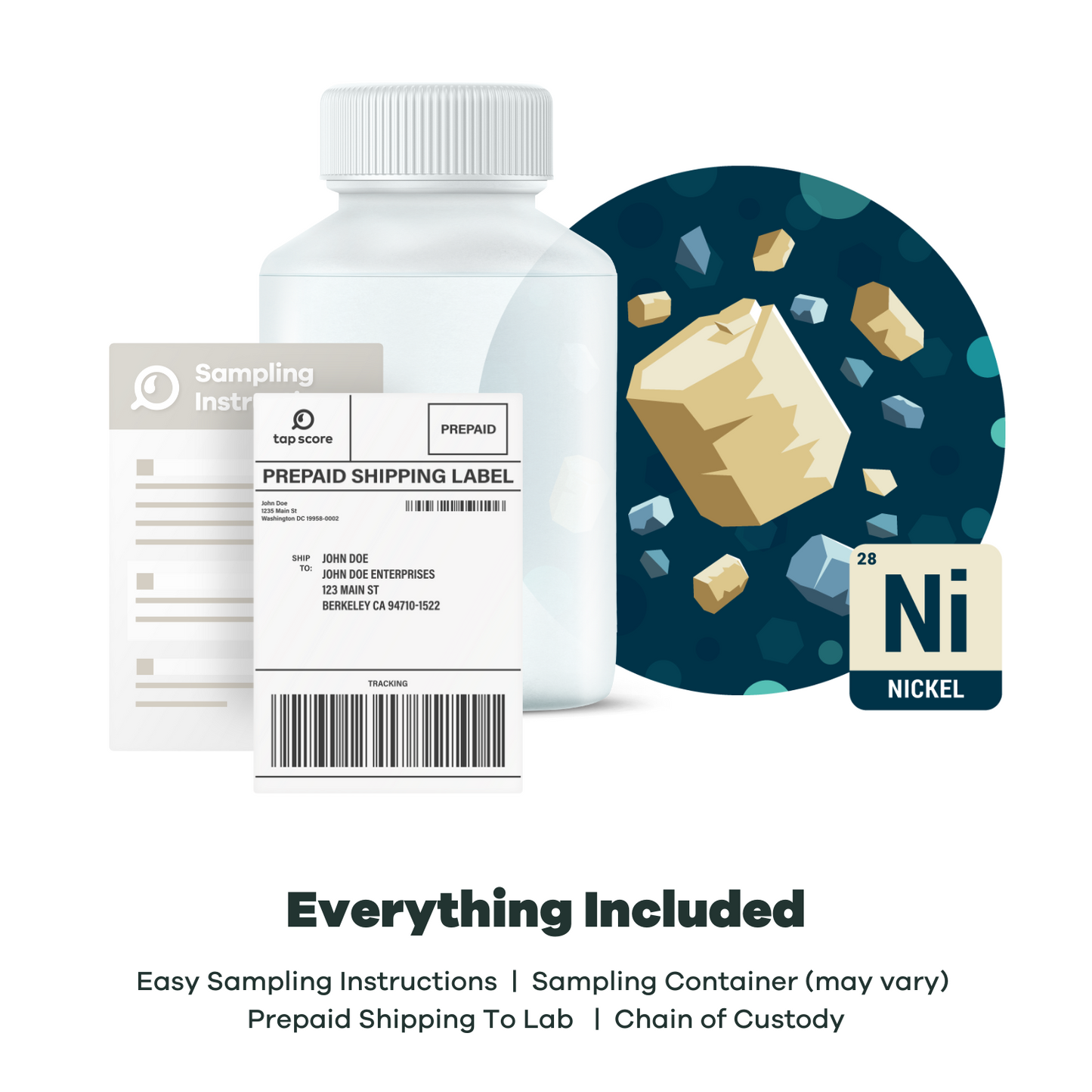 Nickel in Water Test KIt Contents - Tap Score