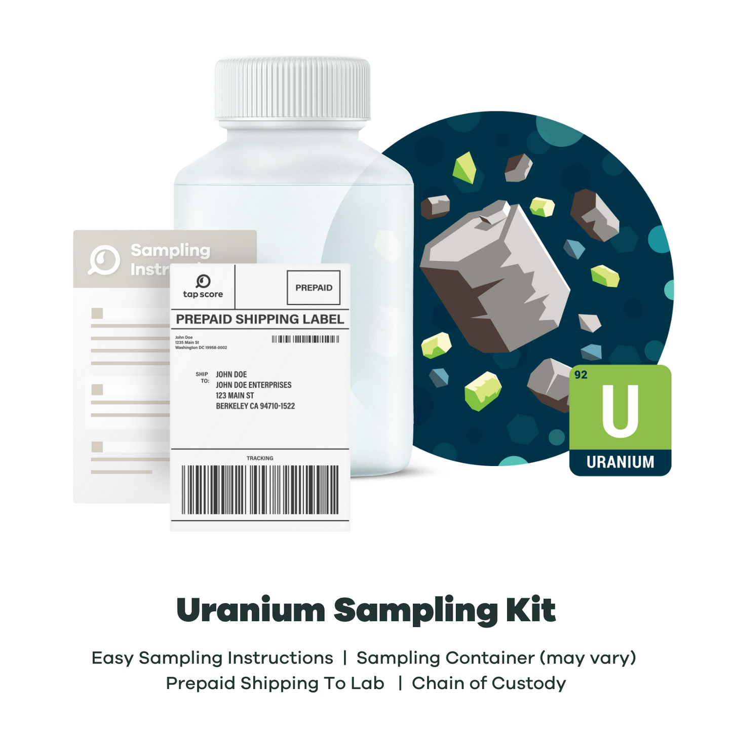 Uranium Sampling Kit Contents for Lab Water Test